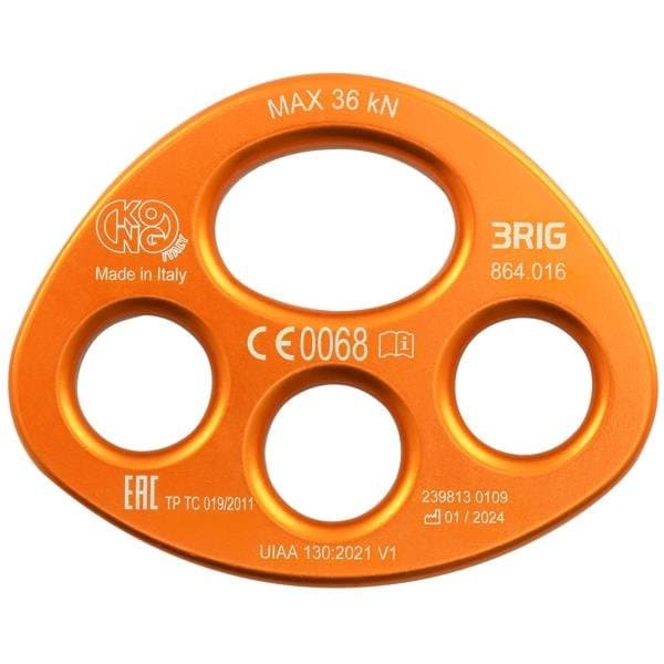Rigging Plate, 3 Beveled Holes, Orange